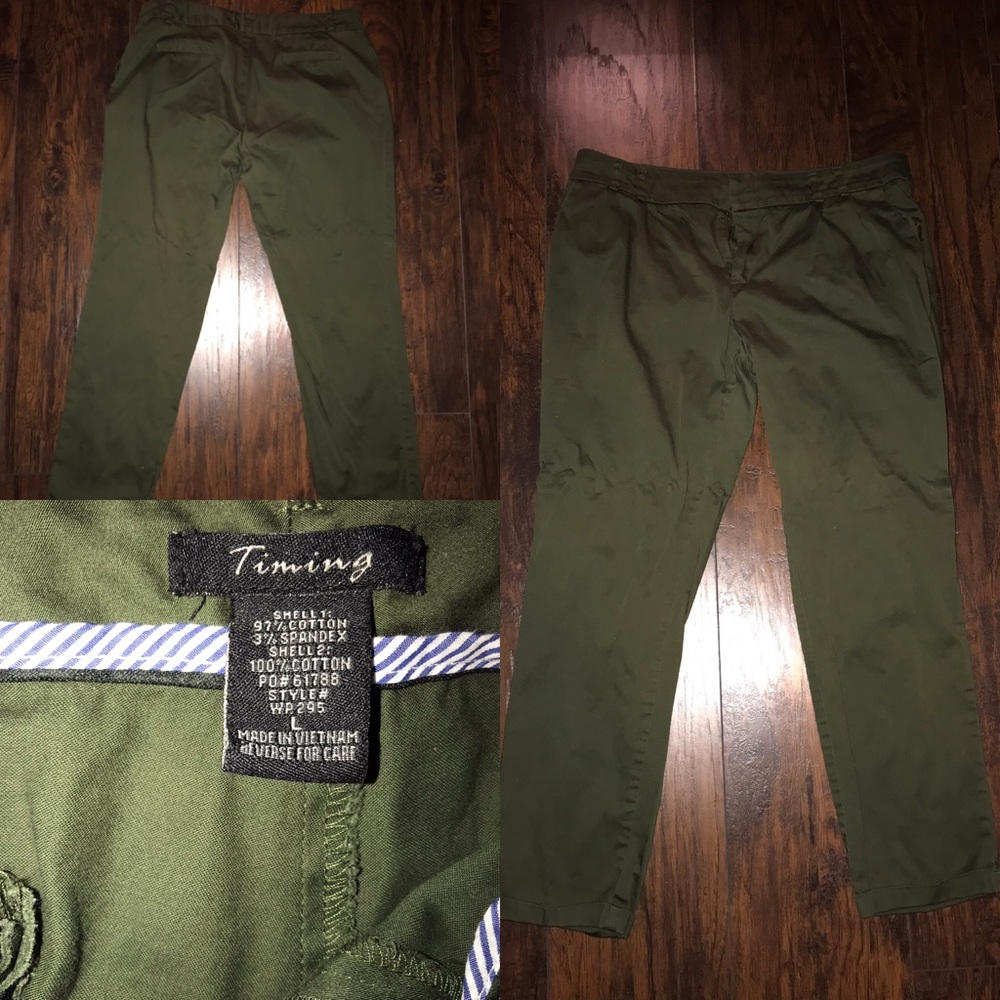 Olive green casual pants size L
